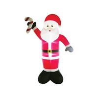 Hometown Holidays 90339 Christmas Inflatable Santa/Candy Cane, 6 ft H, Nylon, Red, Super LED Bulb 