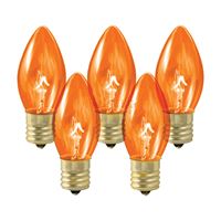 Hometown Holidays 19117 Light Bulb, 5 W, Candelabra Lamp Base, Incandescent Lamp, Transparent Orange Light, Pack of 25 