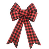 Hometown Holidays 44513 Buffalo Plaid Bow, Small, Cloth, Plastic, Red, Pack of 12 