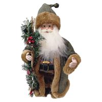 Hometown Holidays 22426 Forest Santa, 6 in L, 4 in W, Brown/Green, Pack of 6 