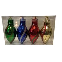 Hometown Holidays 99103 Bulb Ornament, 100 mm H, PVC, Assorted, Pack of 8 