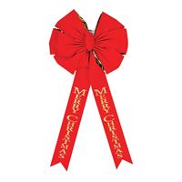 Holidaytrims 6016 Deluxe Outdoor Bow, 2 in H, Velvet, Gold/Red, Pack of 12 
